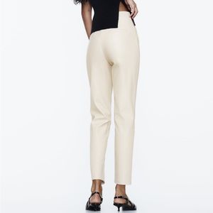 Zara Faux Leather Beige Pants size 36 US 4